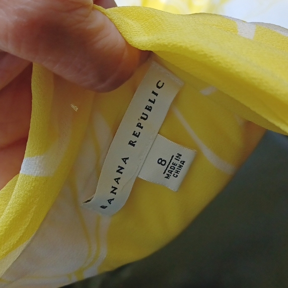 Banana Republic Silk Yellow & white Strapless Dress size 8 - Picture 6 of 7